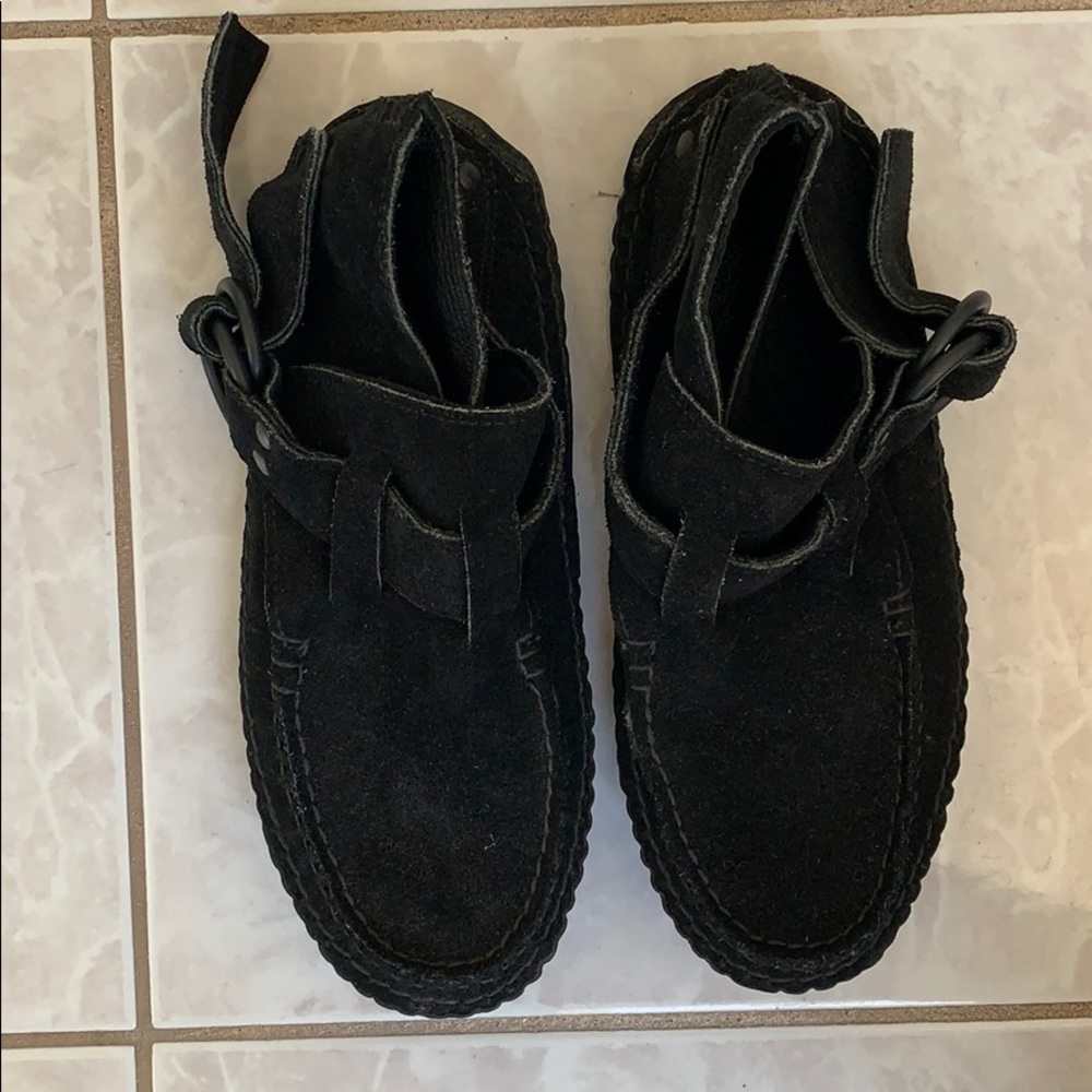 Quoddy suede black womens handmade shoes size 7.5